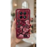 UnDePlus Xiaomi Redmi Note 14 Pro 4G ile uyumlu Kılıf Küçük Çiçek Dallar Desenli Parlak Silikon Kapak BS1