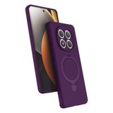UnDePlus Xiaomi Redmi Note 15 4G ile uyumlu Kılıf M-safe Şarj Uyumlu Silikon Standlı Regal Kapak Derin Mor