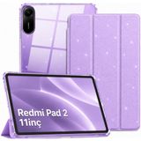 UnDePlus Xiaomi Redmi Pad 2 11inç 2025 ile uyumlu Kılıf Flip Cover Kalem Bölmeli PC Case Simli-Mor