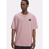Under Armour 6005668-673-UA Hwt Woven Label Ss Pembe Bisiklet Yaka Normal Baskılı Erkek T-Shirt