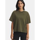 Under Armour 6007690-308-UA HWT Boxy Wash SS Yeşil Bisiklet Crop Düz Kadın T-Shirt