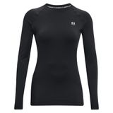 Under Armour Bayan Cg Authentics Crew uzun kollu fonksiyonel tişört, sıcak tutan uzun kollu tişört, Siyah, XS