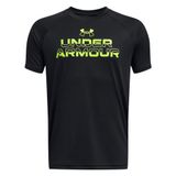 Under Armour Erkek Çocuk Tişört UA Tech Split Wordmark SS Black - High-Vis Yellow YXS