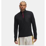 Under Armour Erkek Ua Trail Run Uzun Kollu T-Shirt Siyah Spor Ortamda Kullanım İçin Fermuarlı Yaka Polyester