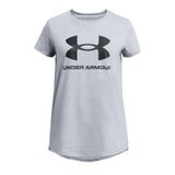 Under Armour Kadın Antrenman Tişört UA G SPORTSTYLE LOGO SS Steel Light Heather - Black YSM
