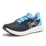 Under Armour Kadın Charged Pursuit 3 Büyük Logo Koşu Ayakkabısı, (004) Siyah/Ufuk Mavi/Beyaz, 8.5