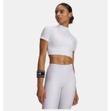 Under Armour Kadın UA HeatGear Crop Mock Kısa Kollu T-Shirt - Beyaz