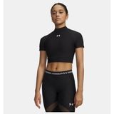 Under Armour Kadın UA HeatGear Crop Mock Kısa Kollu T-Shirt - Siyah