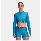 Under Armour Kadın UA HeatGear Rib 1/4 Fermuarlı Uzun Kollu T-shirt - Mavi - Mavi - XS
