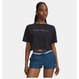 Under Armour Kadın UA Wordmark Crop Kısa Kollu T-Shirt - Siyah