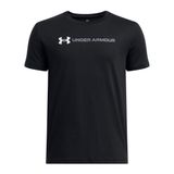Under Armour UA B LOGO WORDMARK SS Erkek Çocuk T-Shirt Black/White/Titan Gray YSM