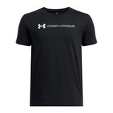 Under Armour UA B LOGO WORDMARK SS Erkek Çocuk T-Shirt Black/White/Titan Gray YXS