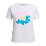 Under Armour UA Bubble Wordmark SS Kız Çocuk T-Shirt White/Prime Pink/Sonic Yellow YMD
