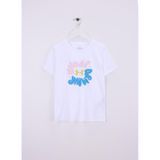 Under Armour UA Bubble Wordmark SS Kız Çocuk T-Shirt White/Prime Pink/Sonic Yellow YXS