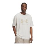 Under Armour UA M HW OS Branded SS Erkek T-Shirt Summit White / / City Khaki MD