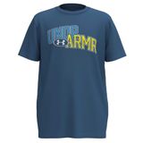 Under Armour UA OVERLAY WM SS Erkek Çocuk T-Shirt Blue Atlantis / / High Vis Yellow YXS