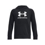 Under Armour UA Rival Fleece BL Hoodie Erkek Çocuk Sweatshirt, Black / / White, XS