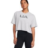 Under Armour UA W BOXY CROP BRANDED SS Kadın Basic Tişört, Gri, XL