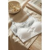 Underwear Bodyway 2 Adet Ip Askılı Pamuklu Çıkarılabilir Pedli Büstiyer Bralet - Sporcu Yarım Atlet - 70 - 75 - Beyaz - Gri Melanj