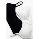 Underwear Bodyway 2 Adet Ip Askılı Pamuklu Çıkarılabilir Pedli Büstiyer Bralet - Sporcu Yarım Atlet - 70 - 75 - Siyah - Beyaz