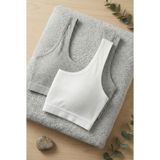 Underwear Bodyway 2'li Paket Fitilli Bralet Büstiyer Esnek Sütyen Günlük Spor Crop Top - 70 - 75 - Beyaz - Gri