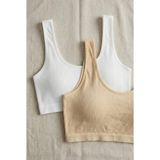 Underwear Bodyway 2'li Paket Fitilli Bralet Büstiyer Esnek Sütyen Günlük Spor Crop Top - 80 - 85 - Beyaz - Ten