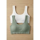 Underwear Bodyway 2'li Paket Fitilli Bralet Büstiyer Esnek Sütyen Günlük Spor Crop Top - 80 - 85 - Beyaz - Yeşil