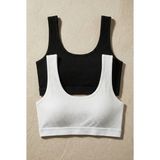 Underwear Bodyway 2'li Paket Fitilli Bralet Büstiyer Esnek Sütyen Günlük Spor Crop Top - 80 - 85 - Siyah - Beyaz
