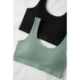 Underwear Bodyway 2'li Paket Fitilli Bralet Büstiyer Esnek Sütyen Günlük Spor Crop Top - 80 - 85 - Siyah - Yeşil