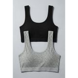Underwear Bodyway 2'li Paket Fitilli Bralet Büstiyer Esnek Sütyen Günlük Spor Crop Top - 90 - 95 - Siyah - Gri