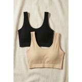 Underwear Bodyway 2'li Paket Fitilli Bralet Büstiyer Esnek Sütyen Günlük Spor Crop Top - 90 - 95 - Siyah - Ten