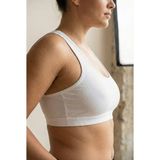 Underwear Bodyway 2'li Paket Pamuklu Pedli Sporcu Sütyeni & Bralet - Günlük Rahat Yüzücü Model Sporcu Atleti - 70 - 75 - Beyaz - Beyaz