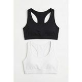 Underwear Bodyway 2'li Paket Pamuklu Pedli Sporcu Sütyeni & Bralet - Günlük Rahat Yüzücü Model Sporcu Atleti - 80 - 85 - Siyah - Beyaz
