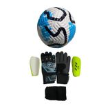 Unes 5 No Mavi Çizgili Futbol Topu Kaleci Eldiveni Ve Tekmelik 3'Lü Set (Pompa Hediye),Mavimavisarı 8