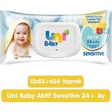 Uni Baby 12x52'li Aktif Sensitive Islak Mendil