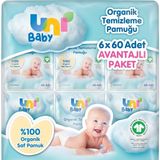 Uni Baby 60x36 Adet Bebek Temizleme Pamuğu