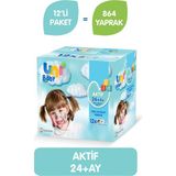 Uni Baby 72'li x 12 Adet Aktif Islak Mendil 864 Yaprak Cilt Dostu ve Dermatolojik Test Edilmiş