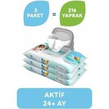 Uni Baby Aktif Bebek 3'lü Islak Mendil 24+ Ay 156 Yaprak Hipoalerjenik Günlük Kullanım