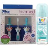 Uni Baby Bebek Kolonyasi Bebeksi Dokunus 150 Ml + Difas Bebekler Icin 3'Lu Damak Kasima Seti Mavi