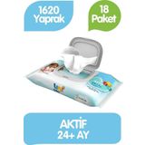 Uni Baby Kapaklı 90'lı 18 Paket 1620 Yaprak Islak Havlu