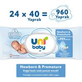 Uni Baby Newborn & Premature Yenidoğan Islak Pamuk Mendil 24X40 960 Yaprak