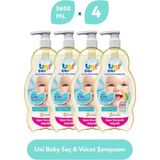 Uni Baby Şampuan Boyasız Pompalı Bebekler Için 4 Lü Set 900 ml - Beyaz - 0 - 2 Yaş