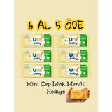 Uni Baby Sensitive Islak Bebek Mendili 50 Yaprak x 6 Paket – 300 Yaprak – Bambu ve Pamuk Özlü – Parfümsüz – 6'lı Avantaj Paketi (Hediyeli Ürün)
