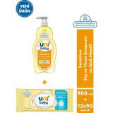 Uni Baby Sensitive Saç ve Vücut Şampuanı 900 ml + Bebek Islak Mendili 12X90 1080 Yaprak