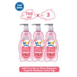 Uni Baby Soft Care Organik Hindistan Cevizi Yağlı Saç ve Vücut Şampuanı 700 ml 3'lü