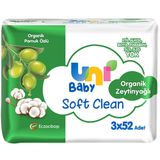 Uni Baby Soft Clean 3x52'li Organik Zeytinyağlı Islak Havlu