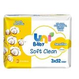 Uni Baby Soft Clean Organik Pamuk Özlü 3x52 Bebek Islak Mendil