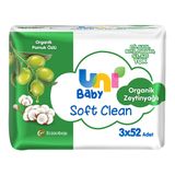 Uni Baby Soft Clean Organik Pamuk Özlü Zeytinyağlı Bebek Islak Mendil 3 x 52 Adet