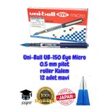 Uni-Ball Eye Micro UB-150 0.5mm Pilot Roller Kalem, Mavi, Made in Japan, 12 Adet