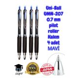 Uni-Ball OMN-207 0.7 mm Jel Pilot Roller Kalem, 4 Adet, Mavi